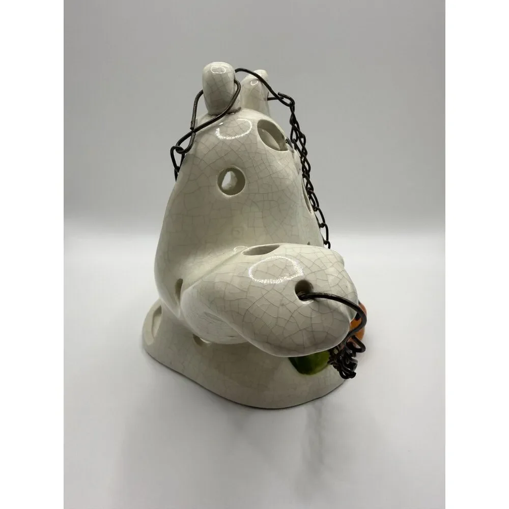 Vintage Ceramic Halloween Ghost Candle Holder Hanging Lantern Chain Pumpkins Set